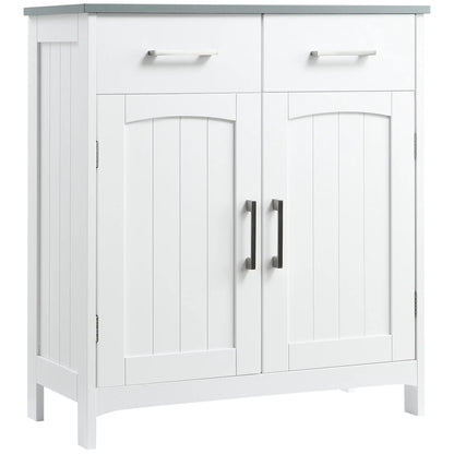 Freestanding Bathroom Cabinet, 2 Drawers, Double Doors, Adjustable Shelf, White Bathroom Cabinets White at Gallery Canada