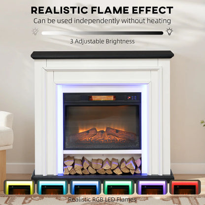 41 Inch Electric Fireplace, 1400W Heater, Adjustable 3D Flame, Black and White Electric Fireplaces at Gallery Canada
