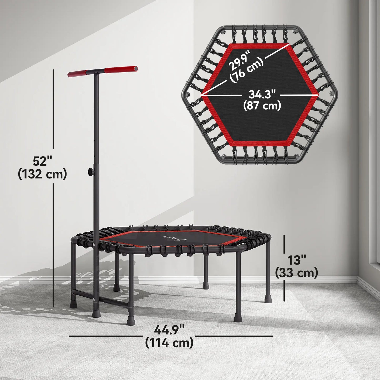 45" Rebounder Trampoline, Quiet Bungee with LED Lights, Adjustable Handle, Red Trampolines at Gallery Canada