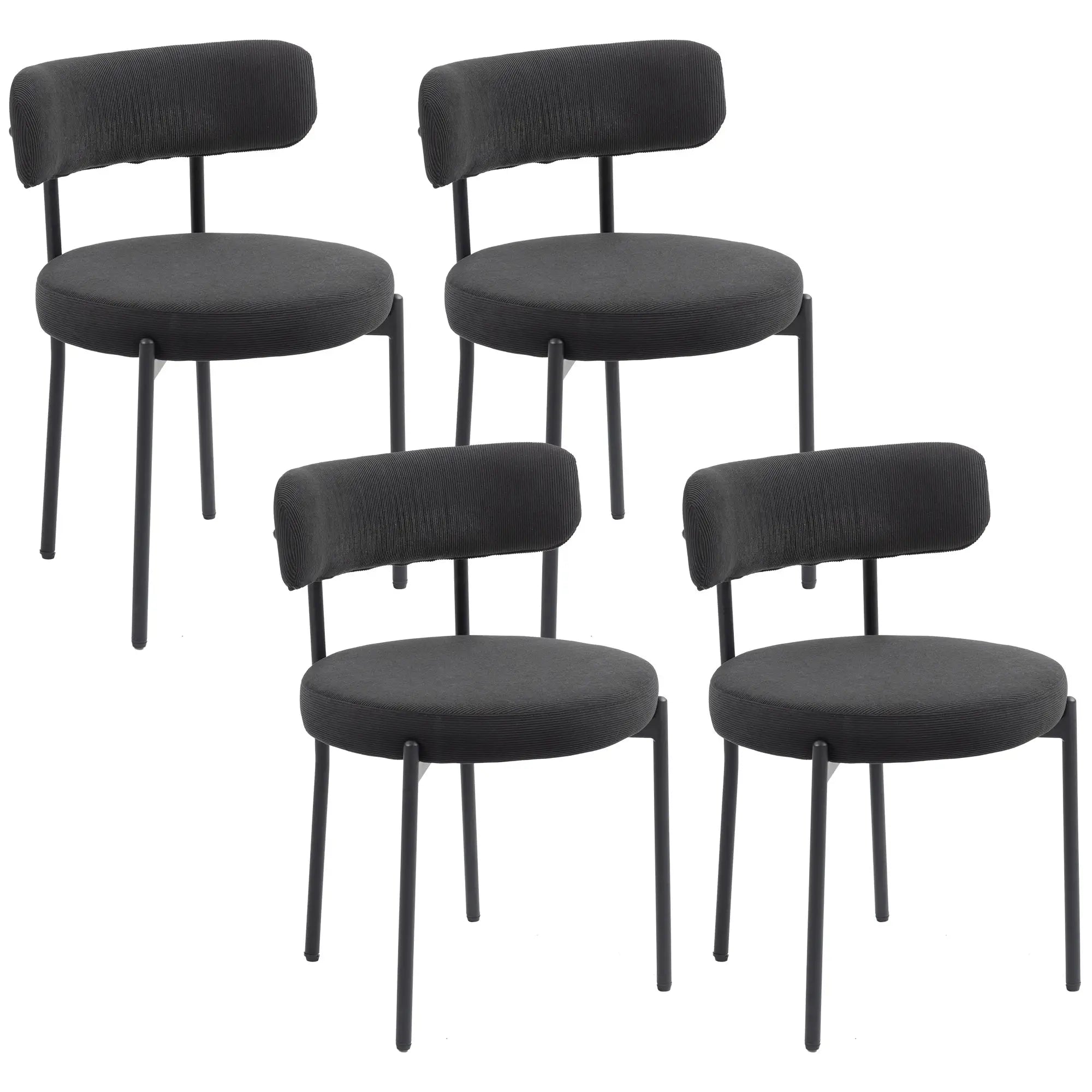4 Kitchen Chairs, Modern Dining, Corduroy Upholstery, Steel Legs, Black Dining Chairs at Gallery Canada