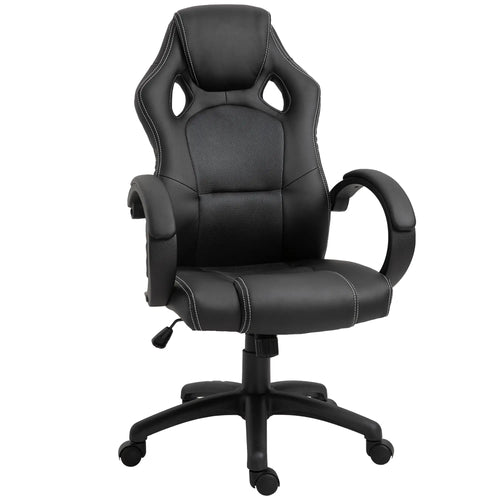 Racing Gaming Chair, Swivel Wheels, Padded Headrest, Tilt Function, Grey
