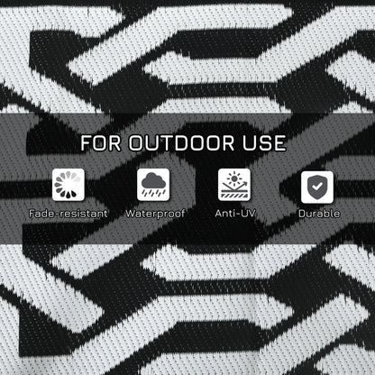 Reversible Outdoor Rug, Waterproof, 9' x 18', Chain, Black and White Outdoor Reversible Rugs at Gallery Canada