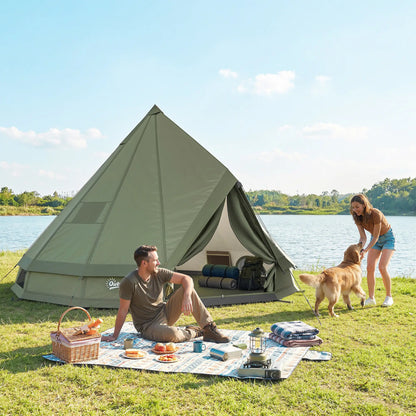 Waterproof Camping Tent, Stove Jack, 4-6 Person, Army Green Camping Tents at Gallery Canada