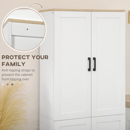 67" 4-Door Kitchen Pantry Cabinet, Freestanding, Adjustable Shelves, White Kitchen Pantry Cabinets at Gallery Canada