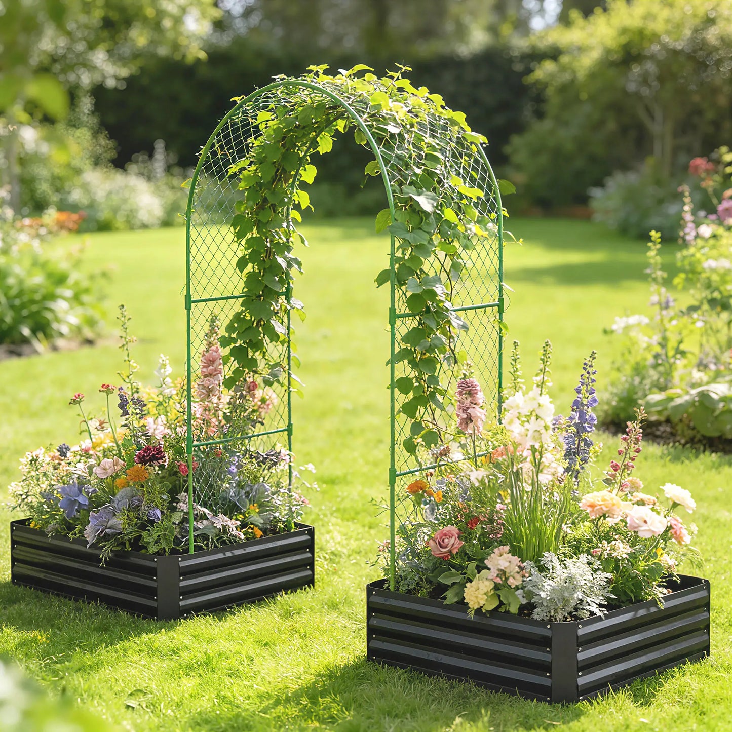 Metal Raised Garden Bed With Trellis, Galvanized Garden Kit, Black Galvanized Planter Boxes at Gallery Canada