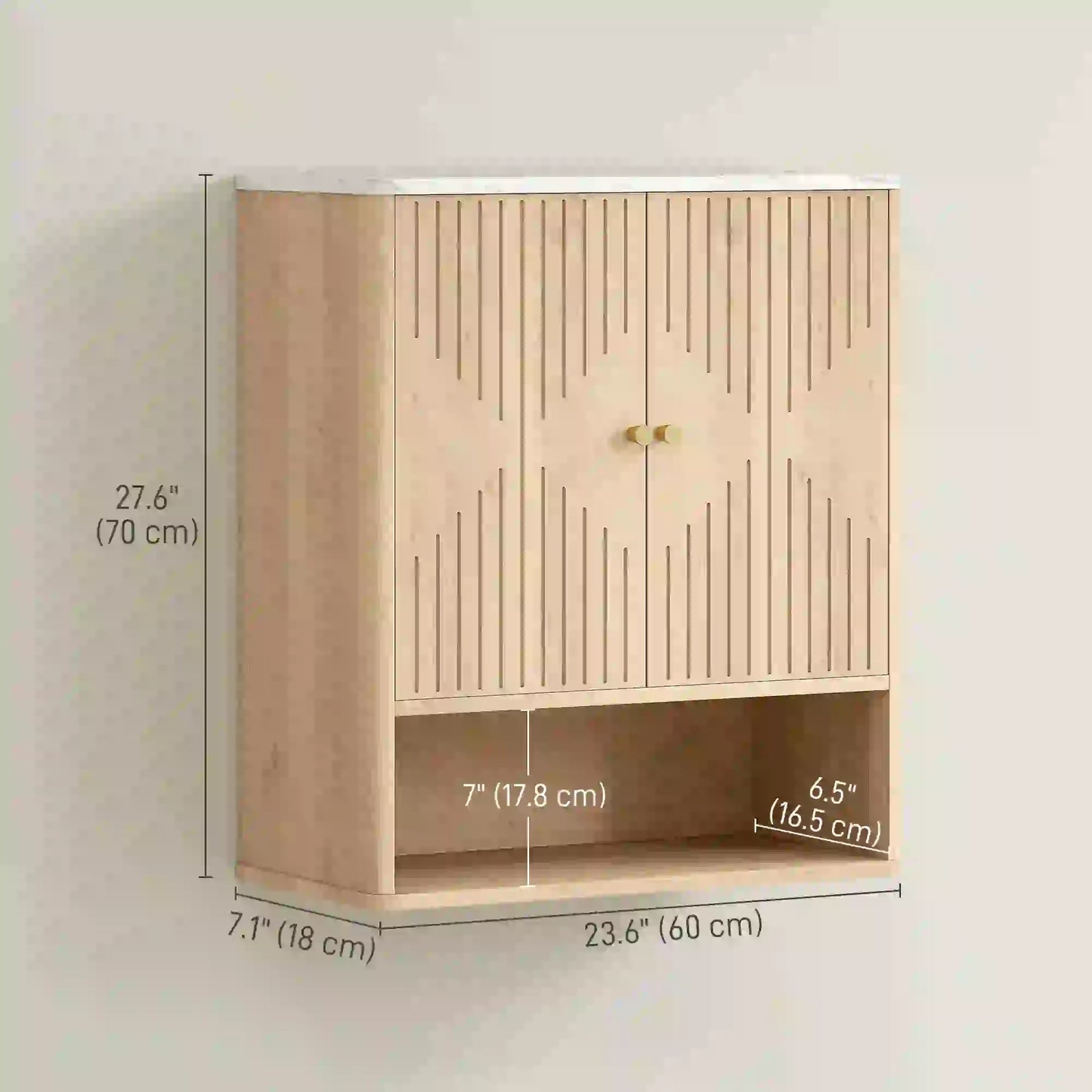 Wall Mounted Medicine Cabinet, Adjustable Shelf, Oak, Marble Top Bathroom Cabinets at Gallery Canada