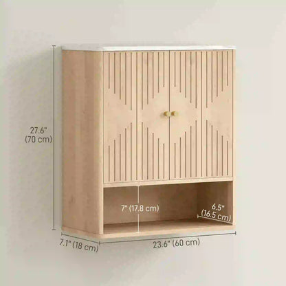 Wall Mounted Medicine Cabinet, Adjustable Shelf, Oak, Marble Top Bathroom Cabinets at Gallery Canada