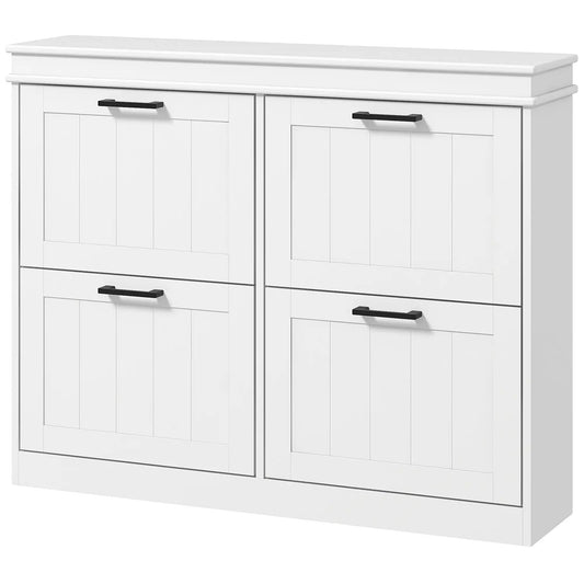 Shoe Storage Cabinet, 4 Flip Drawers, Adjustable Shelves, 20 Pairs, White Shoe Storage Cabinets & Racks White at Gallery Canada