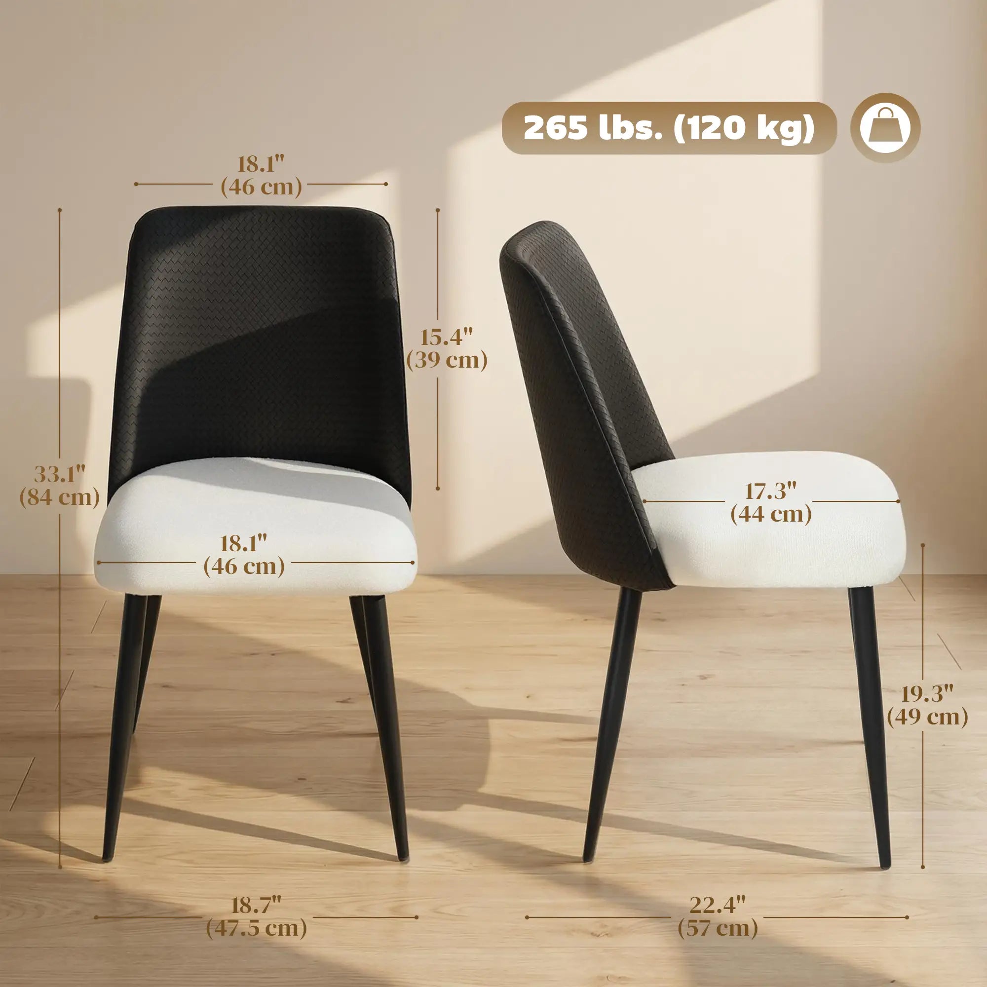 Upholstered Dining Chairs, Set Of 2, Steel Legs, Padded Seat, Black Dining Chairs at Gallery Canada