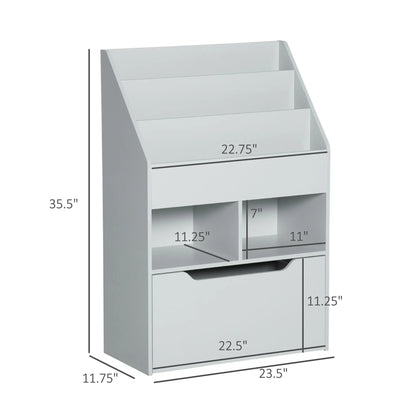 Kids Bookcase, Multi-Shelf Organizer with Drawer, Grey Baby & Kids Storage at Gallery Canada