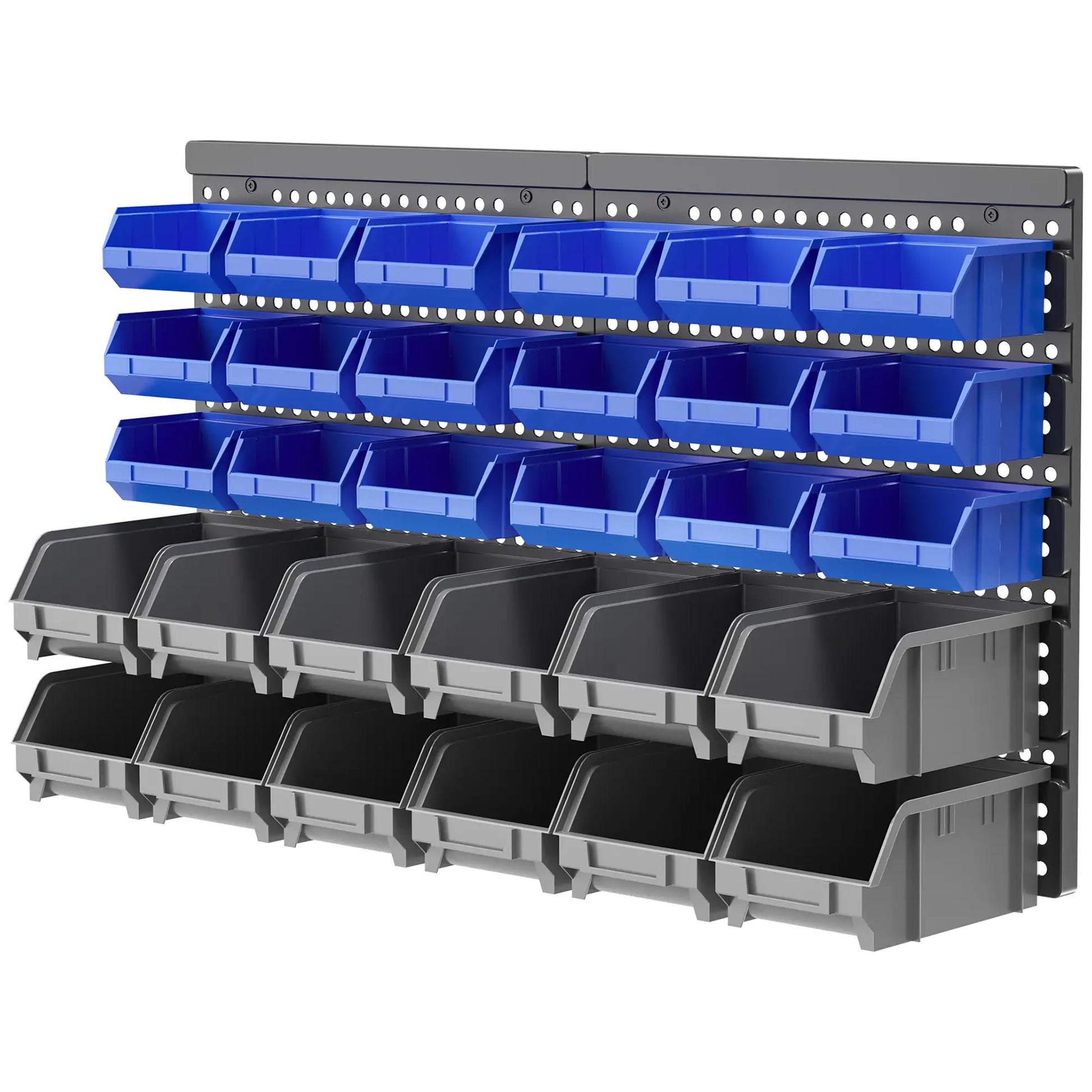 Wall Mounted Storage Bin Rack, 30 Bins, Pegboard, Garage Workshop, Blue Tool Organizers at Gallery Canada