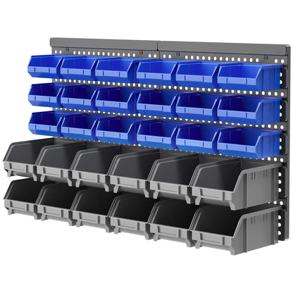 Wall Mounted Storage Bin Rack, 30 Bins, Pegboard, Garage Workshop, Blue Tool Organizers at Gallery Canada