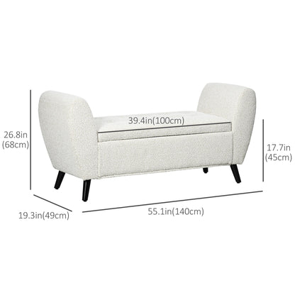 Upholstered Storage Bench with Arms, Modern Ottoman, Cream White Storage Ottomans & Benches at Gallery Canada