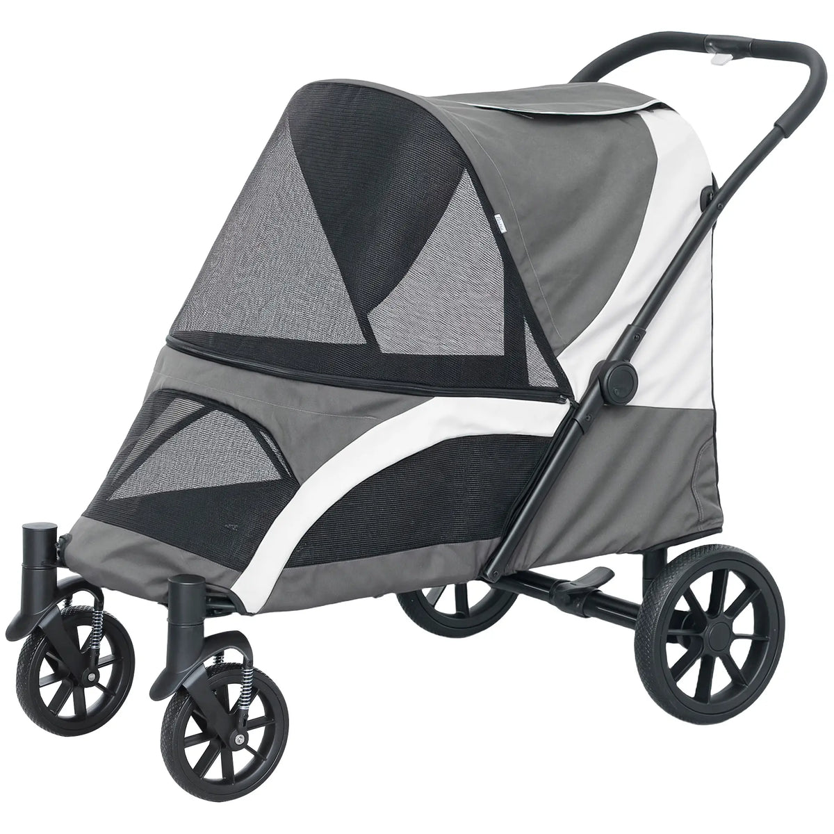 Foldable Pet Stroller For Large Dogs, Four Big Wheels, Dark Grey Dog Bike Trailers & Strollers Dark Grey at Gallery Canada