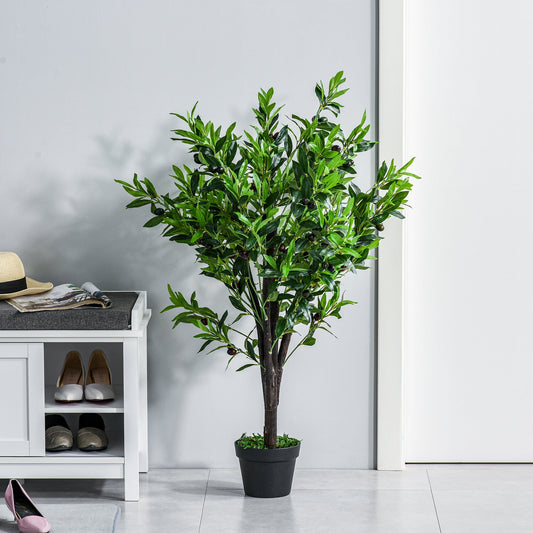 4FT Artificial Olive Tree, Faux Decorative Plant in Nursery Pot for Indoor or Outdoor Décor, Green - Gallery Canada