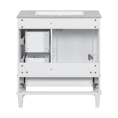 Solid Wood Bathroom Vanity, Sink Combo, Soft-Close Door, 3 Drawers, 30" L x 18" W x 34" H, White Sink Cabinets at Gallery Canada