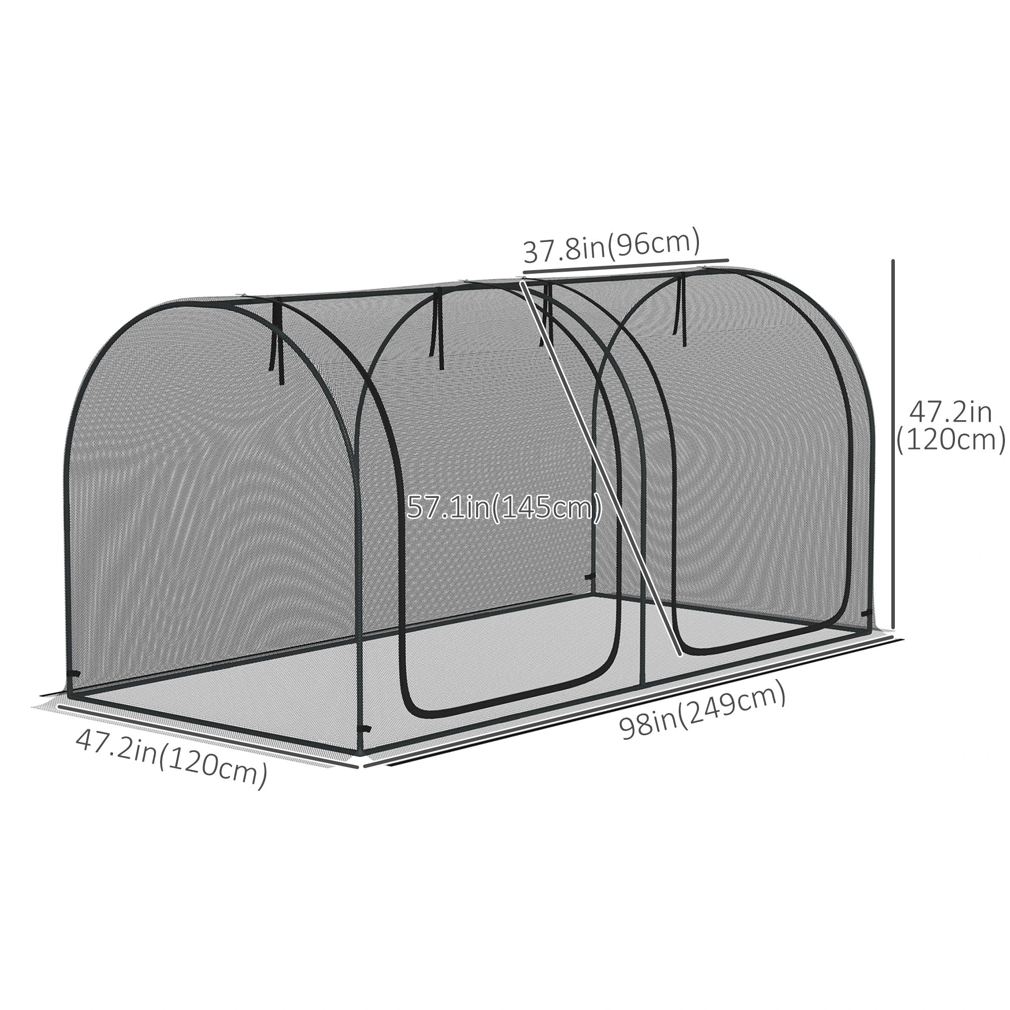 8' x 4' Crop Cage, Garden Plant Protector, 2 Zippered Doors, 6 Stakes, Black Walk In Greenhouses at Gallery Canada