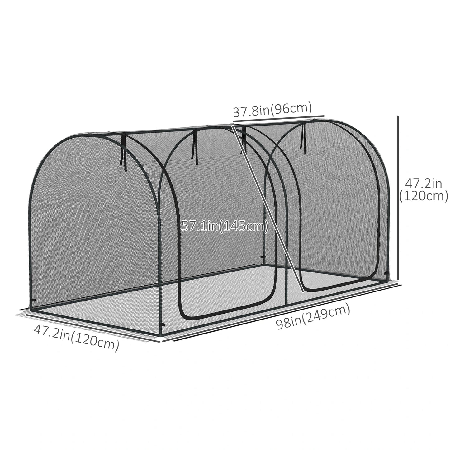 8' x 4' Crop Cage, Garden Plant Protector, 2 Zippered Doors, 6 Stakes, Black Walk In Greenhouses at Gallery Canada