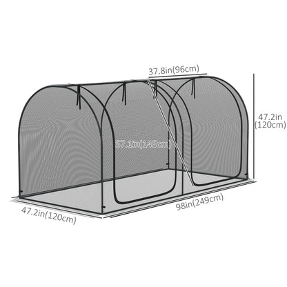 8' x 4' Crop Cage, Garden Plant Protector, 2 Zippered Doors, 6 Stakes, Black Walk In Greenhouses at Gallery Canada