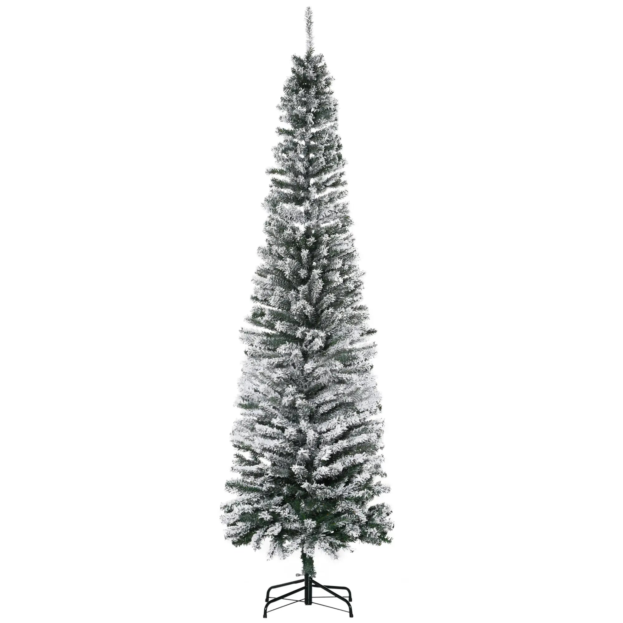 7.5ft Flocked Pencil Christmas Tree, Realistic Tips, Green Pencil Christmas Trees at Gallery Canada