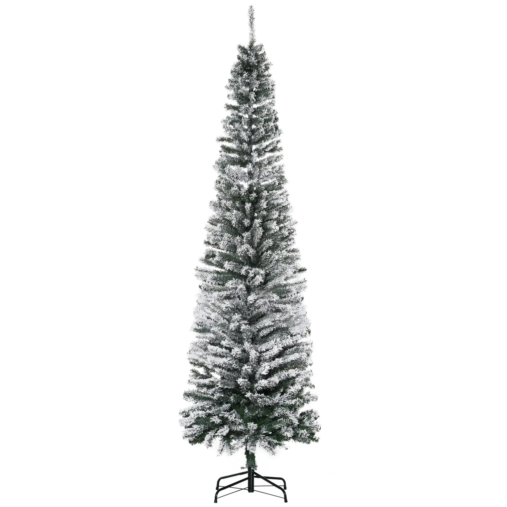 7.5ft Flocked Pencil Christmas Tree, Realistic Tips, Green Pencil Christmas Trees at Gallery Canada