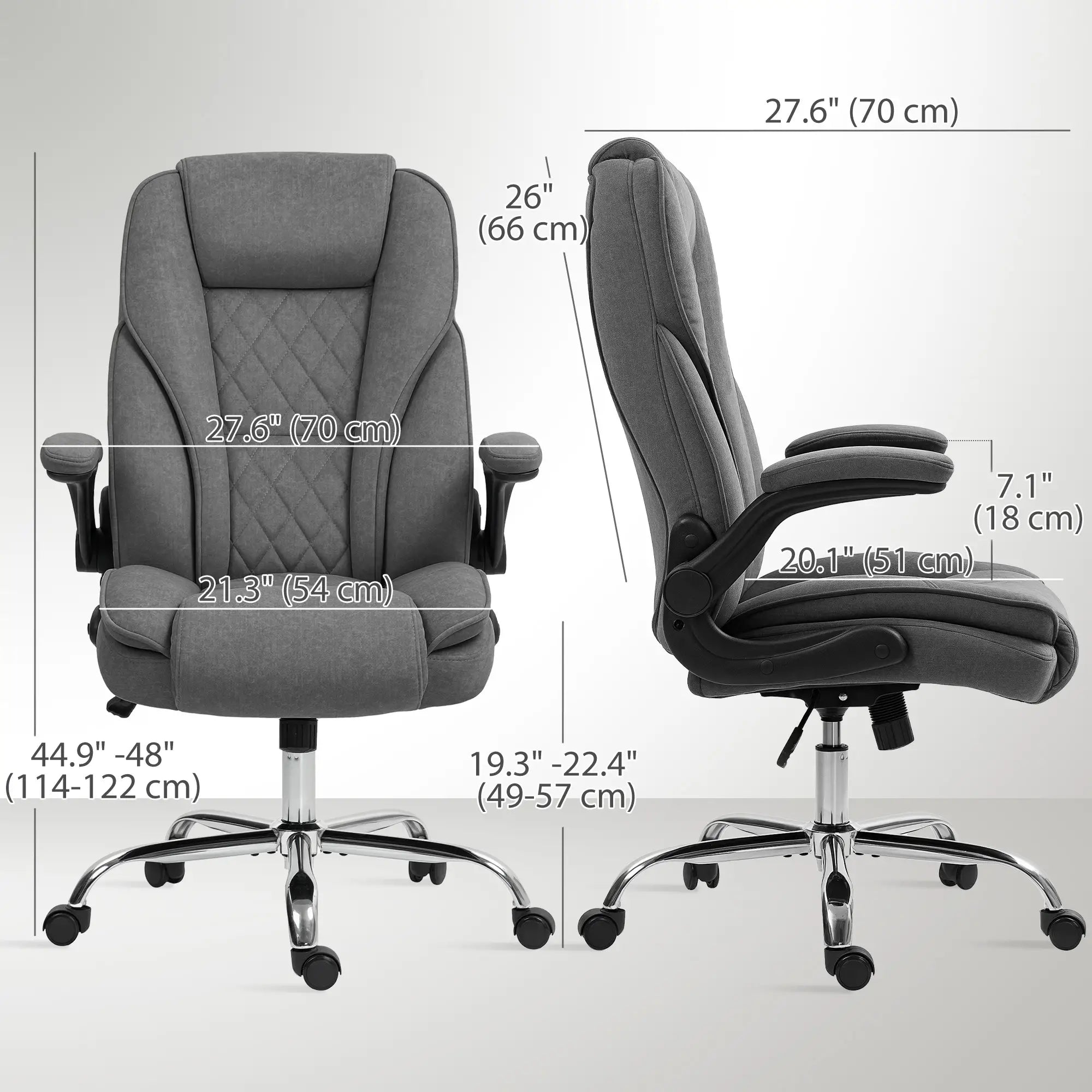 Executive Office Chair, Flip-Up Armrest, Diamond Fabric, Dark Grey Executive & Manager Chairs at Gallery Canada