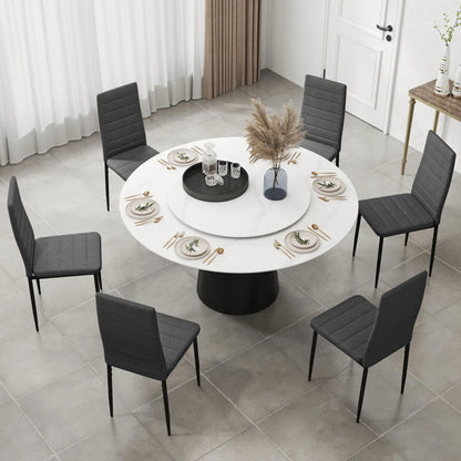 Modern Dining Chairs, Set of 6, High Back Linen Fabric, Grey Dining Chairs at Gallery Canada
