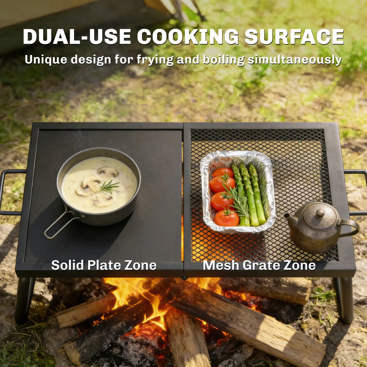 Folding Campfire Grill, Heavy Duty Steel Mesh Grate, Portable With Carry Bag, Black Charcoal BBQ Grils at Gallery Canada