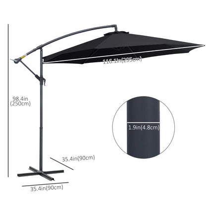 10' Deluxe Patio Umbrella, Outdoor Market Parasol, Black Cantilever Umbrellas at Gallery Canada