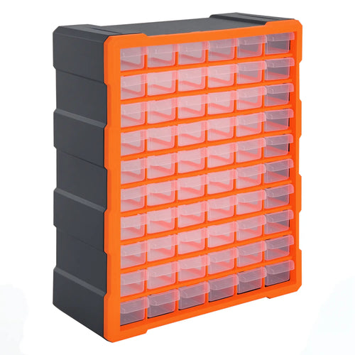 60 Drawers Plastic Screw Organizer, Garage Storage Cabinet, Orange