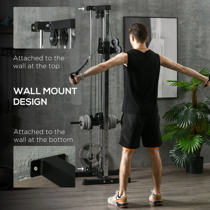 Wall Mount Cable Station, 15 Position Adjustable Dual Pulley, Home Gym Power Towers at Gallery Canada