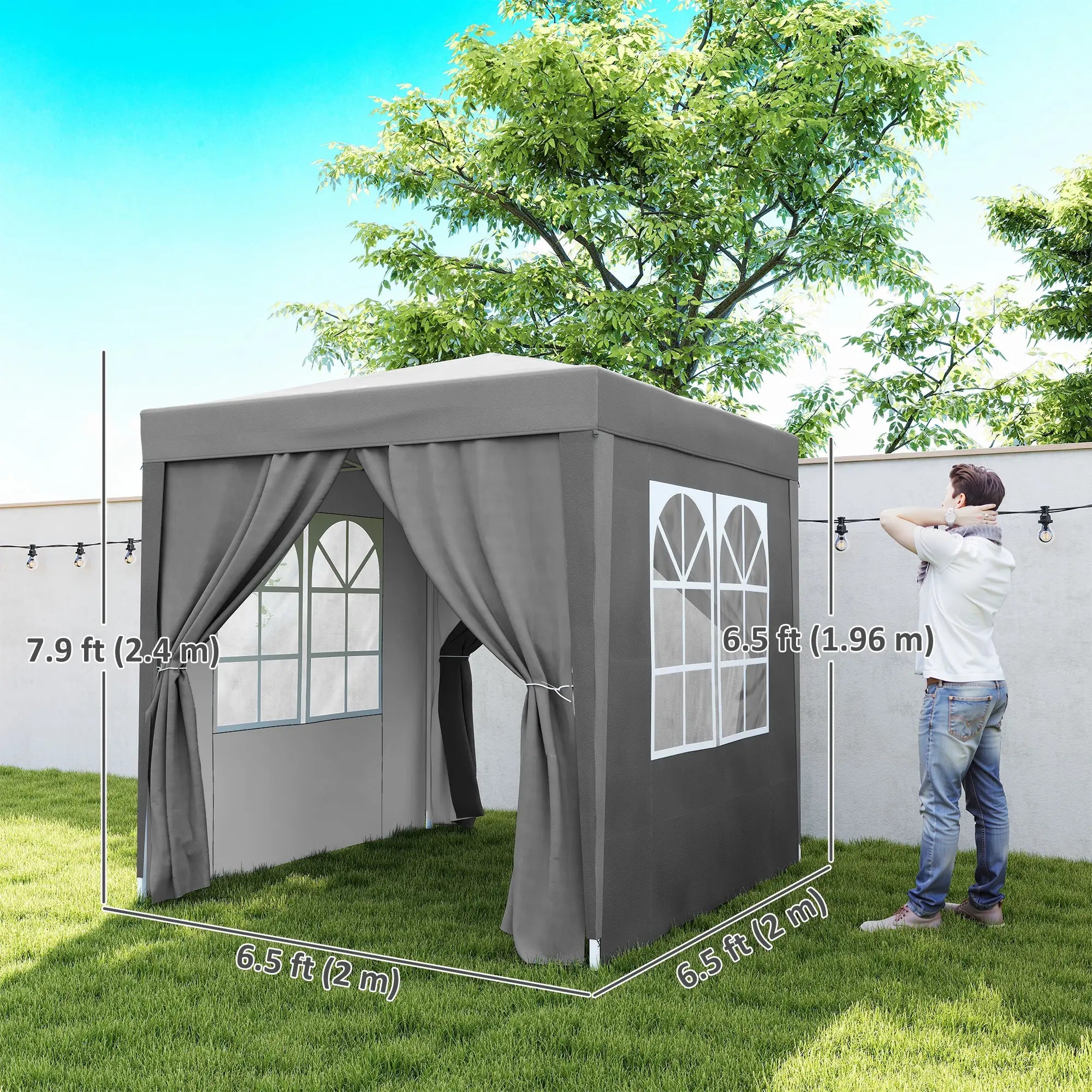 6.6'x6.6' Pop Up Canopy Tent, Instant Sun Shelter With Carry Bag, Grey Pop Up Canopies at Gallery Canada