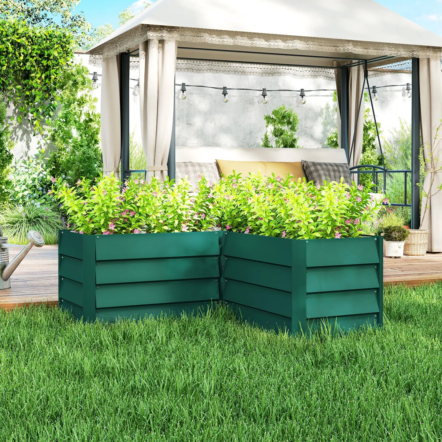 45" x 45" x 17" L-Shaped Galvanized Steel Raised Garden Bed