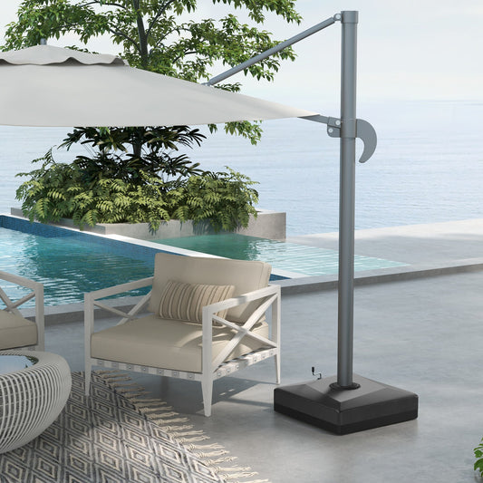 Cantilever Umbrella Base with Liftable Wheel, Heavy Duty Fillable Umbrella Stand with Adjustable Foot Pads - Gallery Canada