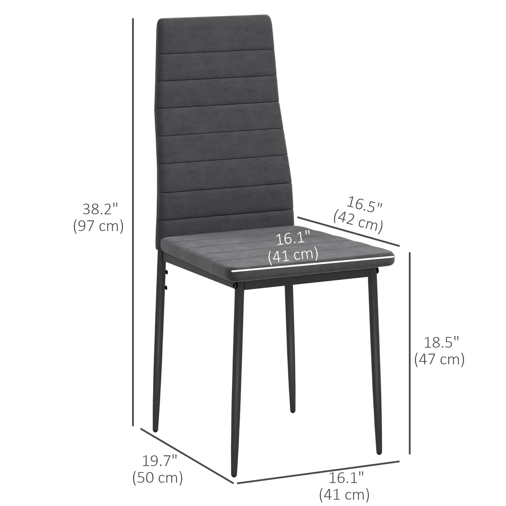 Modern Dining Chairs, Set of 4, High Back Upholstery, Metal Legs, Grey Dining Chairs at Gallery Canada