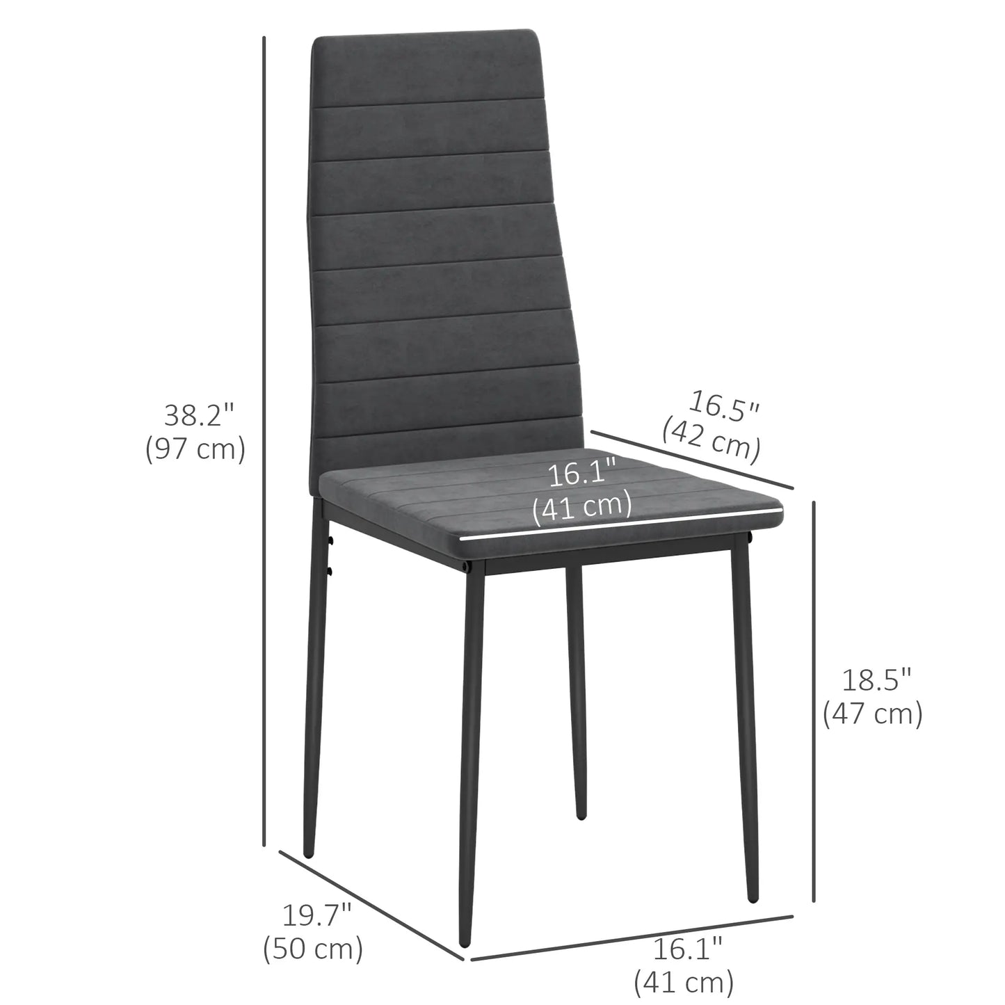 Modern Dining Chairs, Set of 4, High Back Upholstery, Metal Legs, Grey Dining Chairs at Gallery Canada