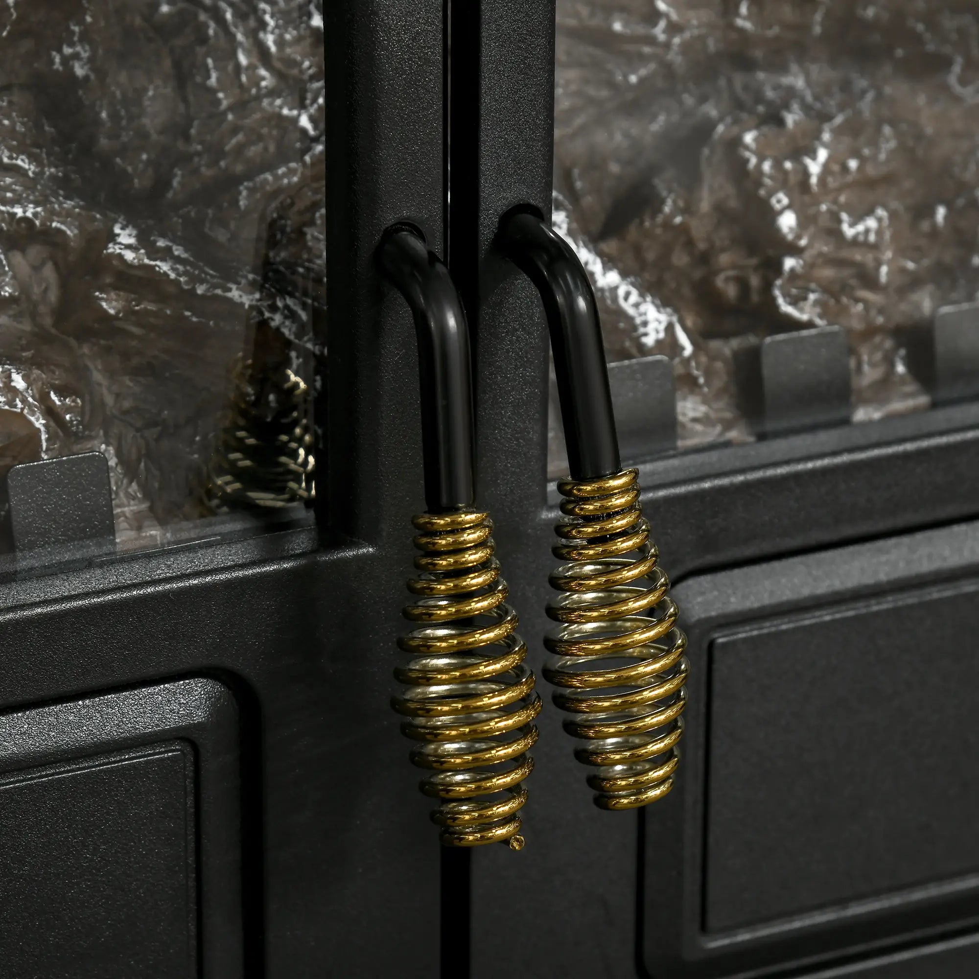 Electric Fireplace Stove Heater with LED Fire Flame Effect, Double Door, Freestanding &; Portable with Overheat Protection, 750W/1500W, Black Electric Fireplaces at Gallery Canada