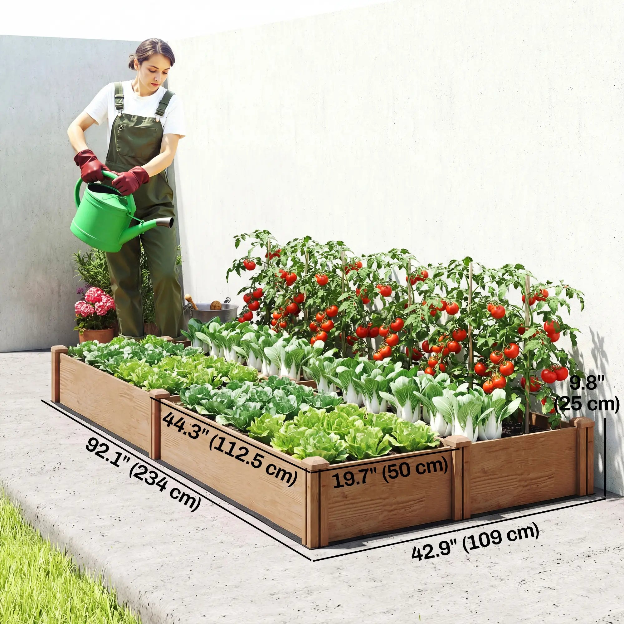 Wooden Raised Garden Bed, 8 x 4 x 1ft, Elevated Box With Dividers Wooden Planter Boxes at Gallery Canada