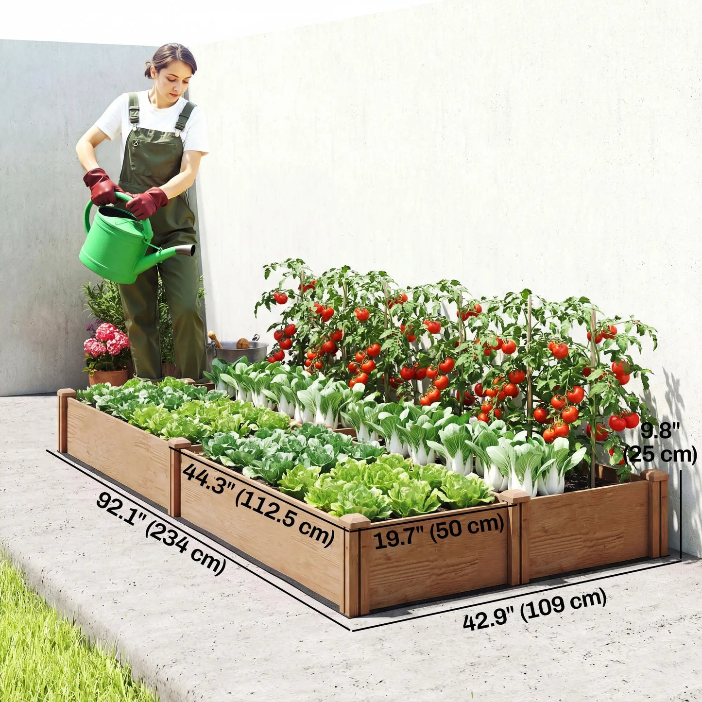 Wooden Raised Garden Bed, 8 x 4 x 1ft, Elevated Box With Dividers Wooden Planter Boxes at Gallery Canada