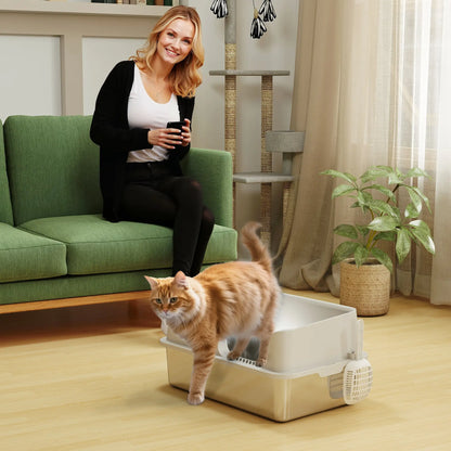 Stainless Steel Cat Litter Box with Lid, Scoop, High Sided, Non-Stick Cat Litter Box Enclosures at Gallery Canada