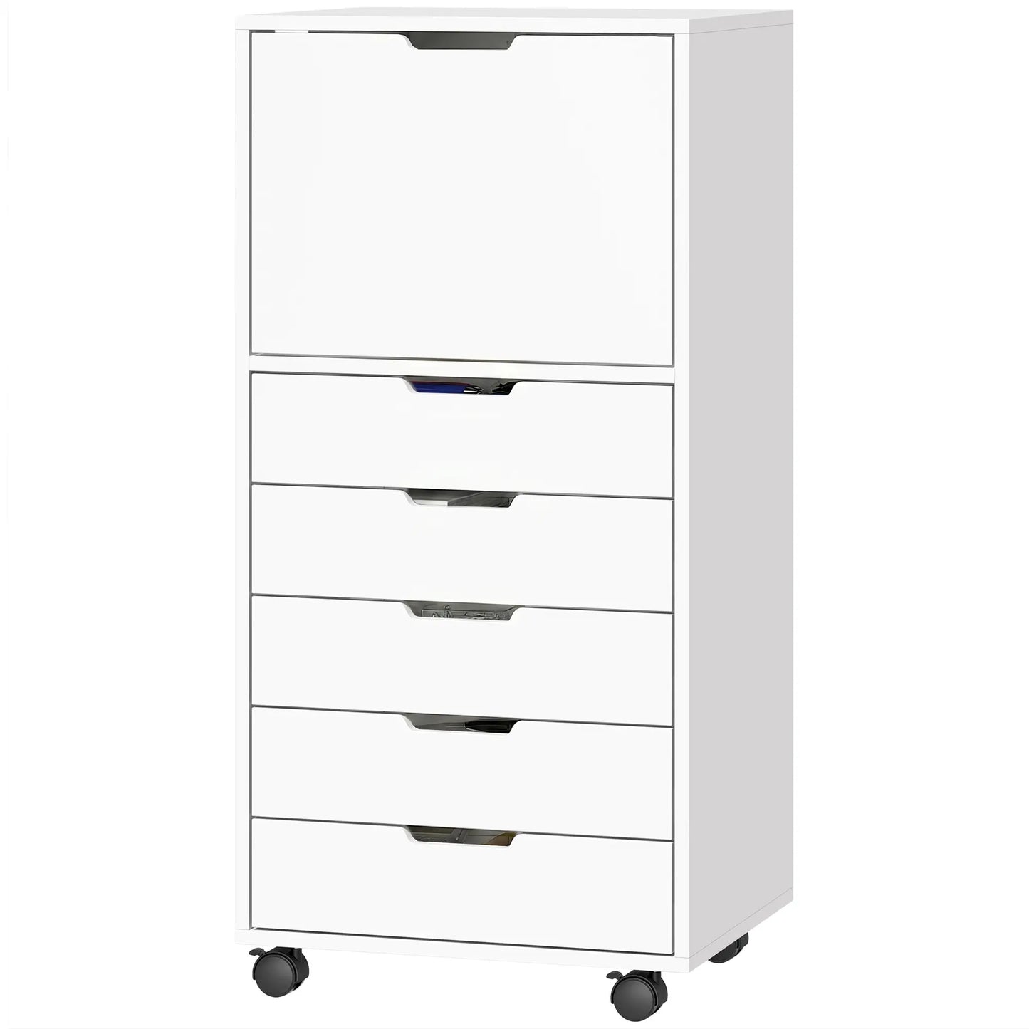Mobile File Cabinet, 5 Drawers, White
