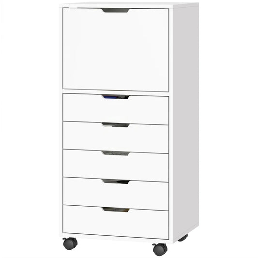 Mobile File Cabinet, 5 Drawers, White Office Cabinets & Cupboards White at Gallery Canada