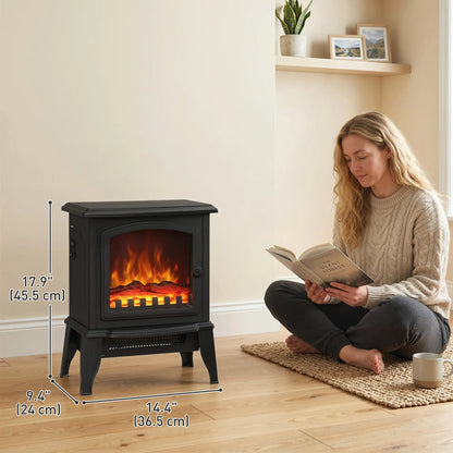 Electric Fireplace Heater, Freestanding, Realistic Flame, Overheat Protection, 750W/1500W, Black Electric Fireplaces at Gallery Canada