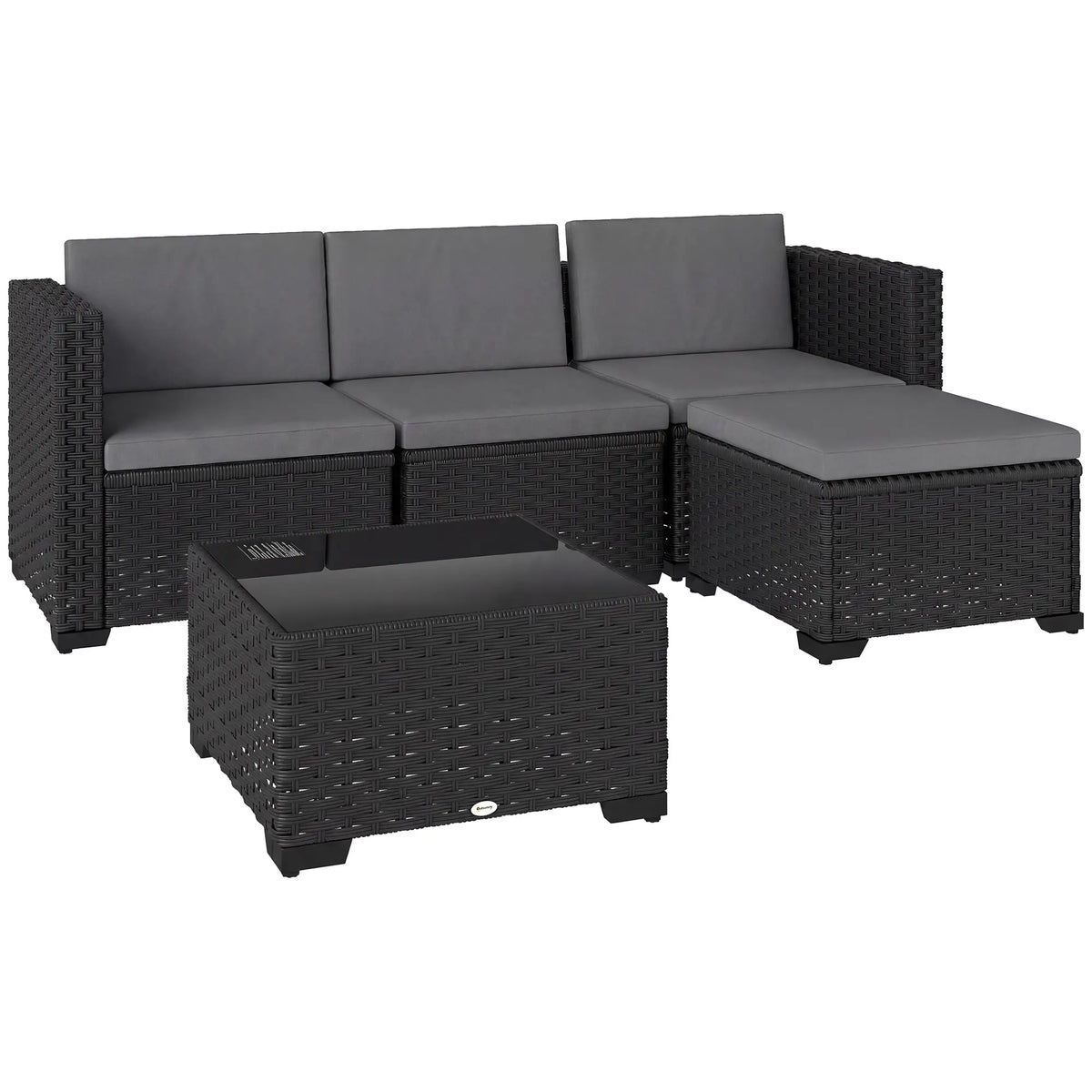 5 Piece Patio Furniture Set, L-Shape Sectional, Grey Patio Furniture Sets Black, Grey at Gallery Canada