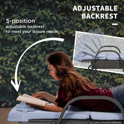 Outdoor Lounger, Deck Lounge Chair, 5-Level Adjustable, Silver Grey, Deep Coffee Chaise Loungers at Gallery Canada