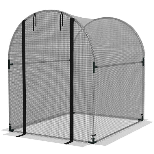 4.9' x 3.9' Crop Cage, Zipper Roll-Up Door, Mesh Plant Protection Tent Greenhouses Black, Silver at Gallery Canada