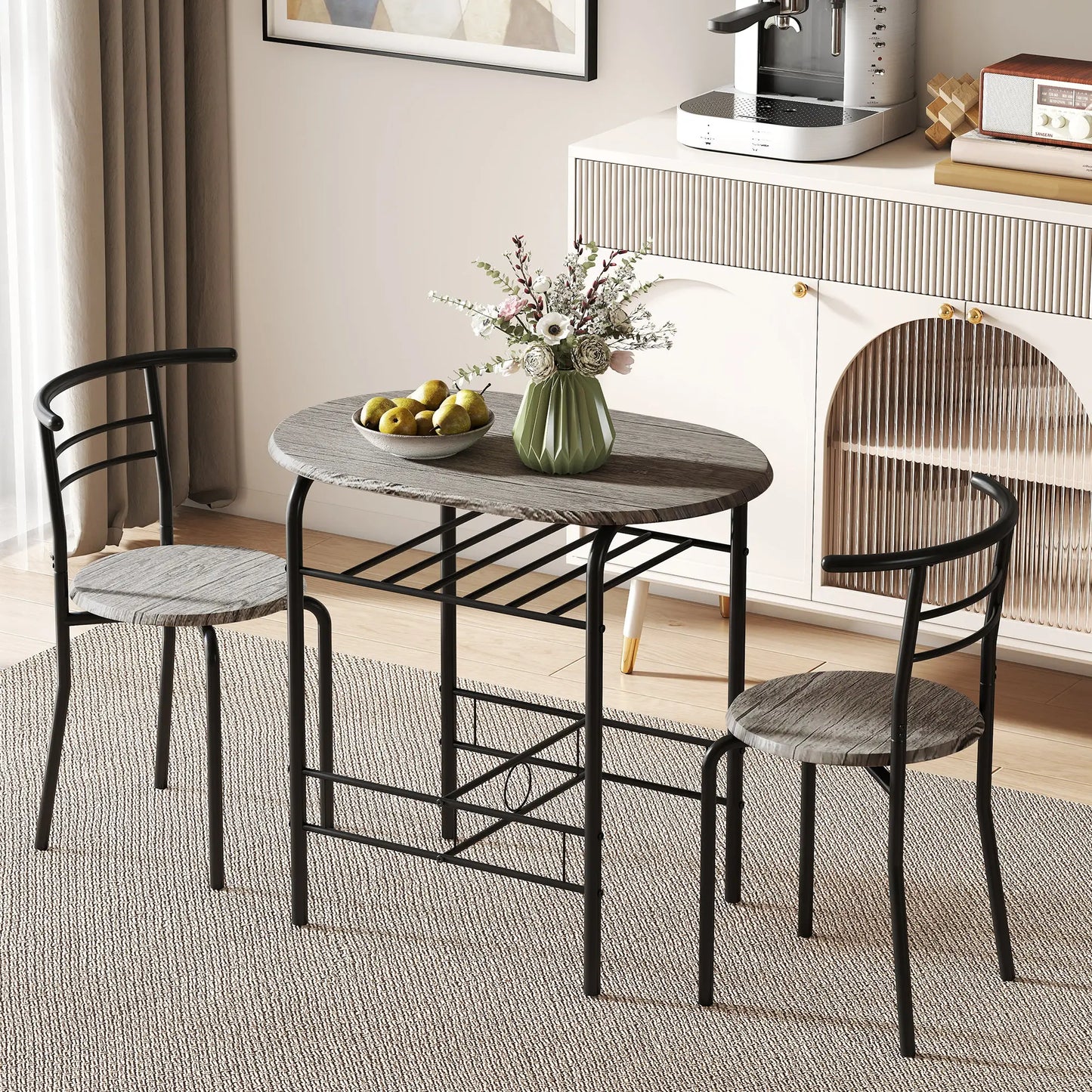 31.5" Dining Table Set of 3 with Chairs and Shelf Dining Table Sets at Gallery Canada