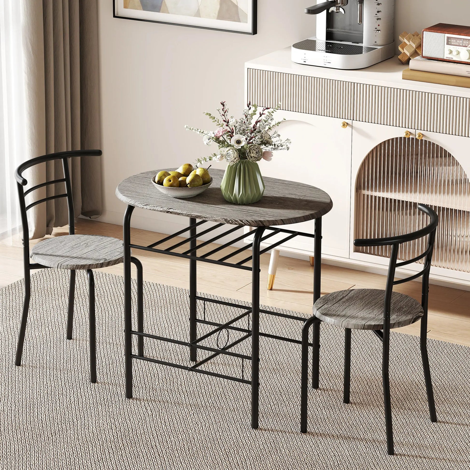 31.5" Dining Table Set of 3 with Chairs and Shelf Dining Table Sets at Gallery Canada