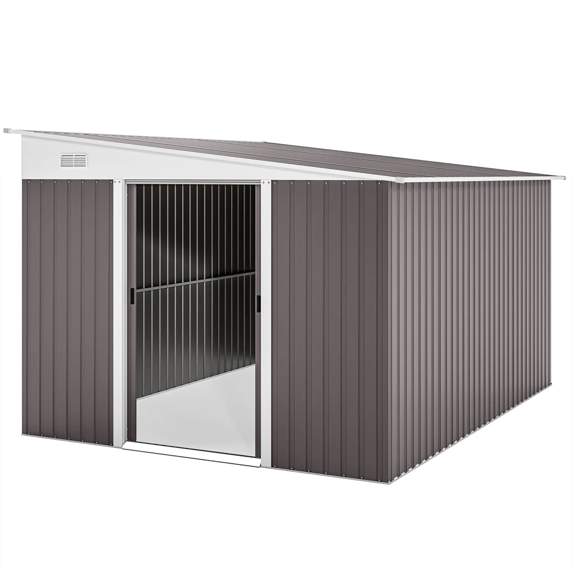 11' x 9' Steel Garden Storage Shed, Outdoor Metal Tool House, Grey Sheds at Gallery Canada