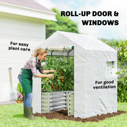 Galvanized Metal Greenhouse, Raised Garden Bed, 56" x 56" x 75", White Portable Greenhouses at Gallery Canada